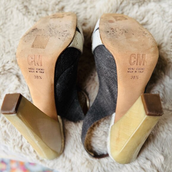 Claudio Merazzi Fabulous Pumps, US 8.5, Exc Condition, Tweed/Snakeskin - Picture 7 of 7